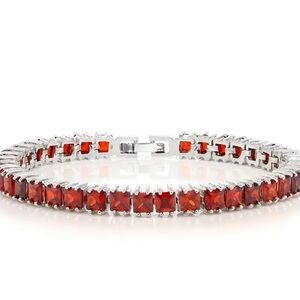 New Holiday Red & Silver Gemstone Tennis Bracelet